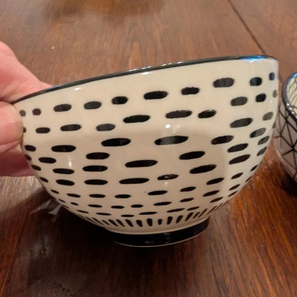 Black and White Patterned Ceramic Bowls By Short St_ries - Picture 2 of 6